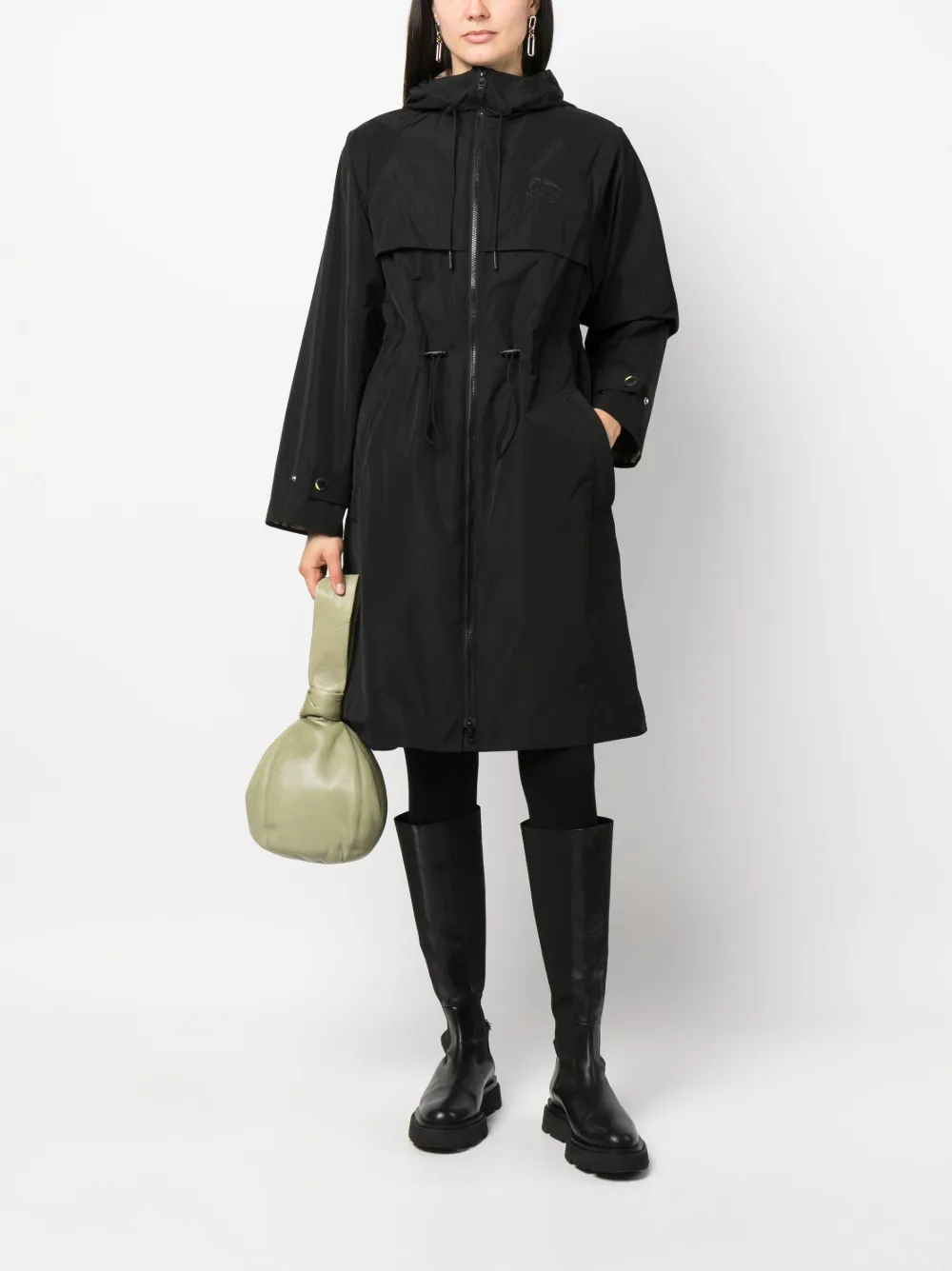 Burberry logo-embroidered zipped raincoat - Zwart