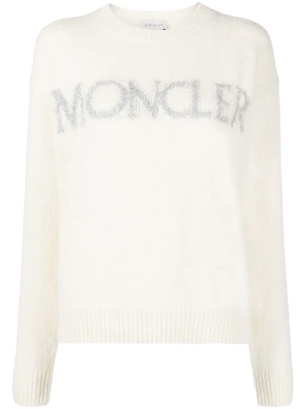 Moncler Trui Met Intarsia Logo Wit FARFETCH NL