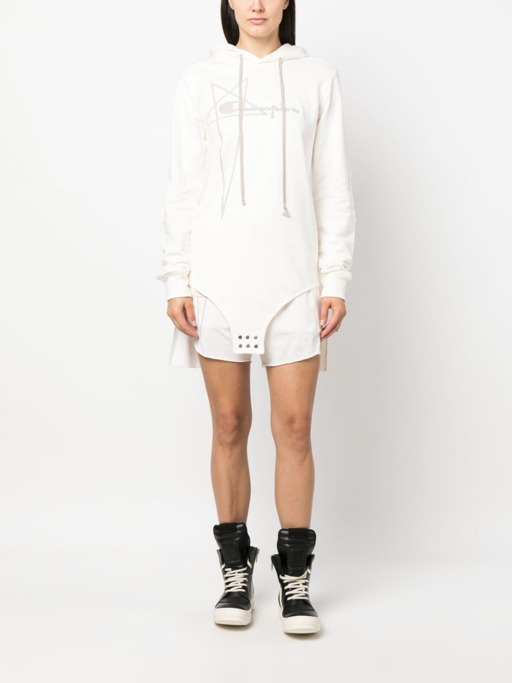 Shop Rick Owens X Champion Logo-embroidered Slit Shorts In White