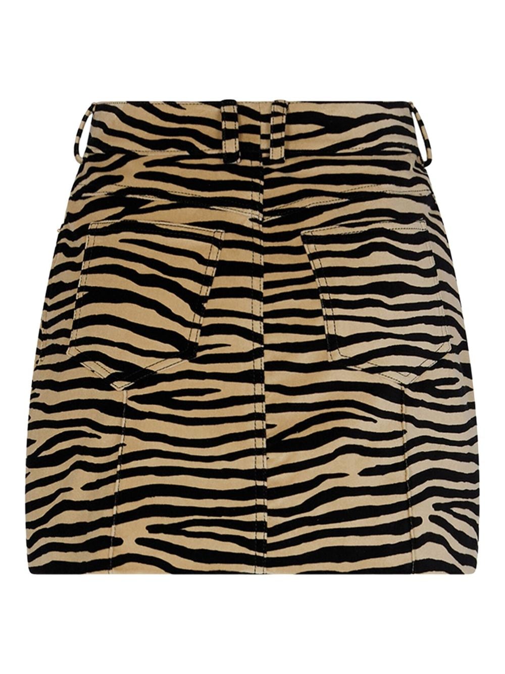 Shop Rabanne Tiger-print Stretch-cotton Miniskirt In Neutrals