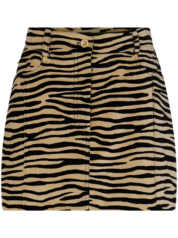 Rabanne Tiger-print Stretch-cotton Miniskirt in Neutrals