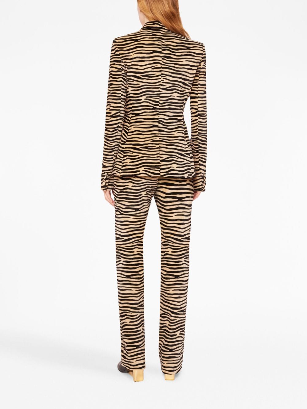 Shop Rabanne Tiger-print Stretch-cotton Blazer In Neutrals