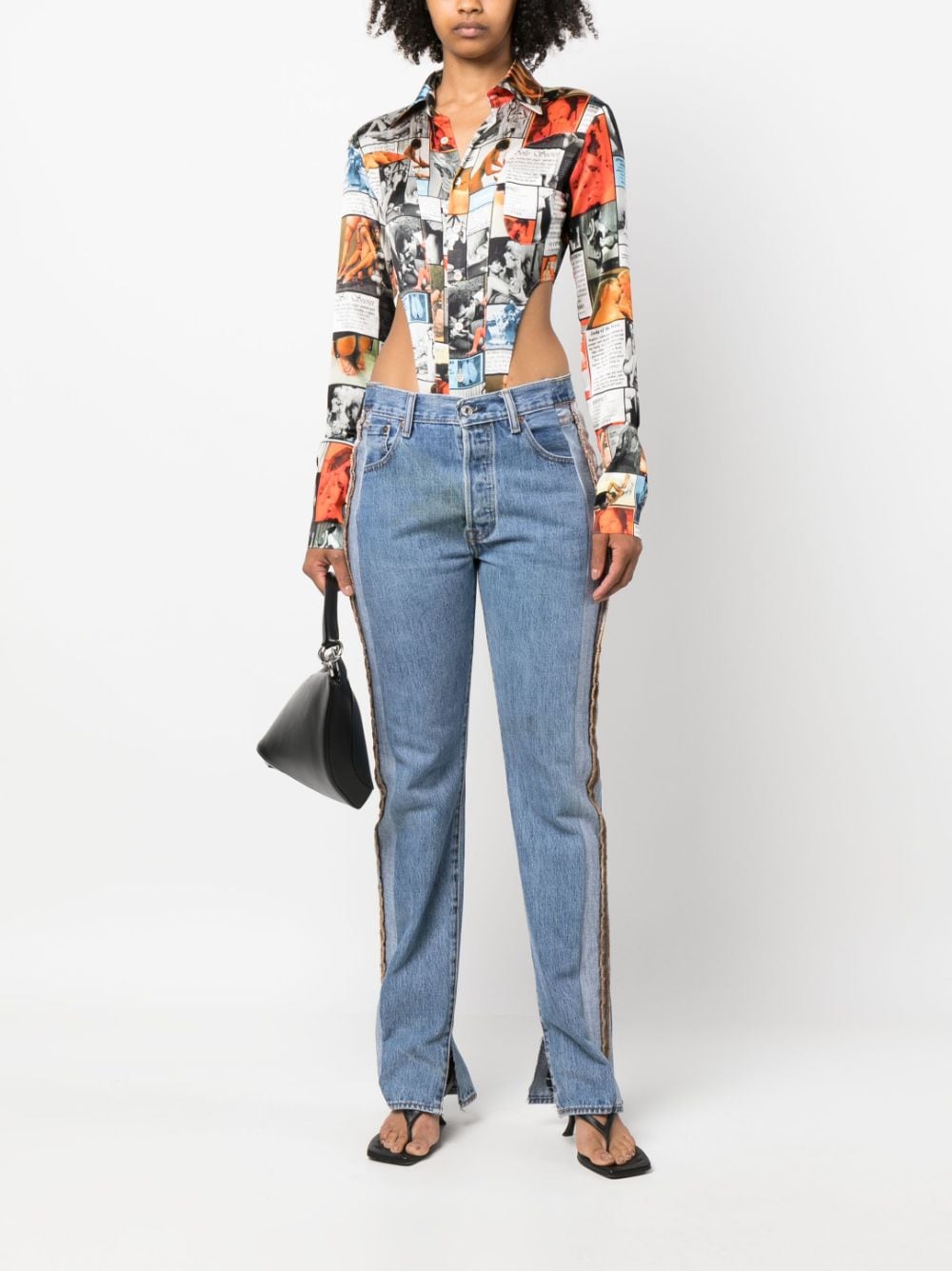 Shop Ninamounah Photograph-print Long-sleeve Shirt In Orange