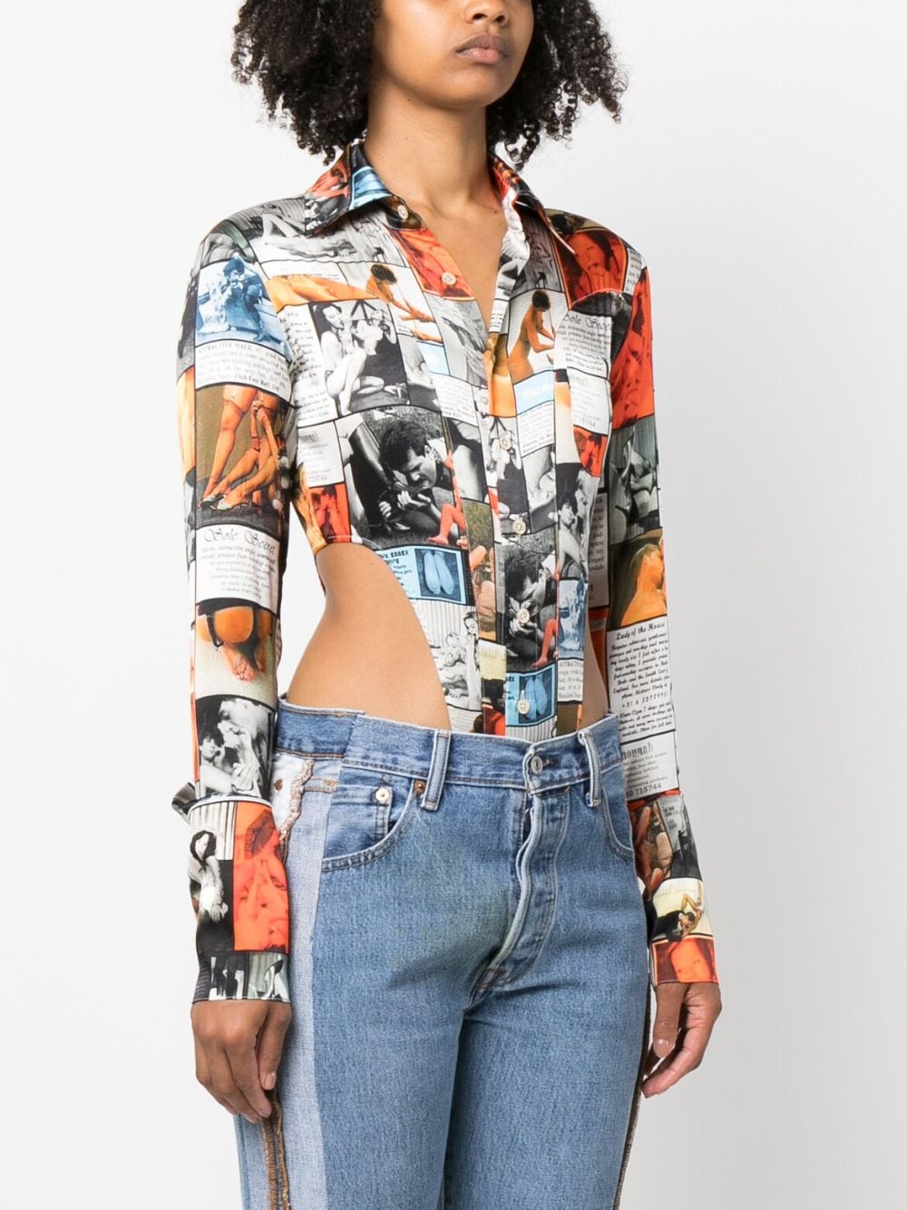 Shop Ninamounah Photograph-print Long-sleeve Shirt In Orange