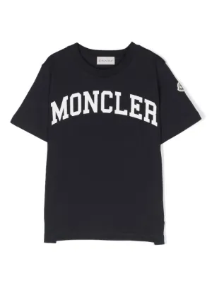 Moncler Enfant Logo Patch Cotton T-shirt | Blue | FARFETCH