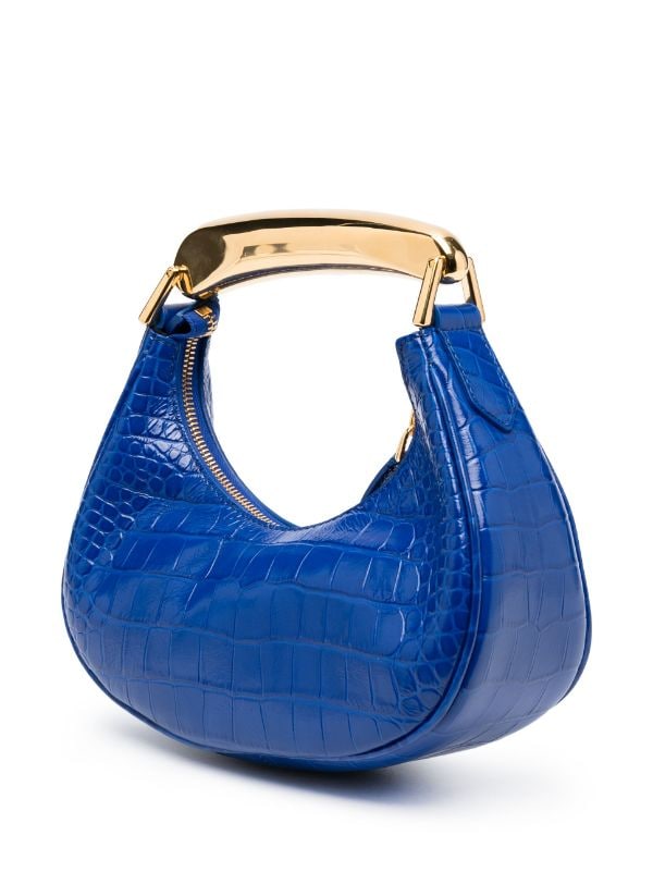 Crocodile-Embossed Blue Handbag