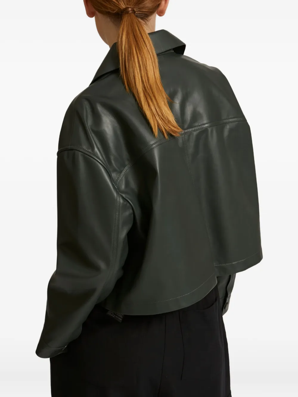 Yves Salomon Flap-pocket Leather Jacket In Green