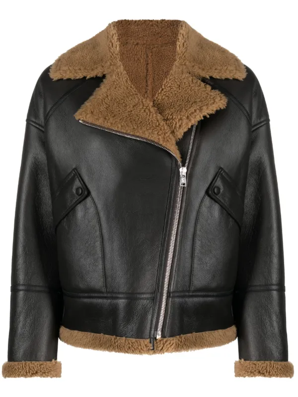 ジャケット YVES SALOMON Woman Jacket Brown 24WYV60060MEGO Merino biker jacket - brown - Yves Salomon – Yves Salomon US