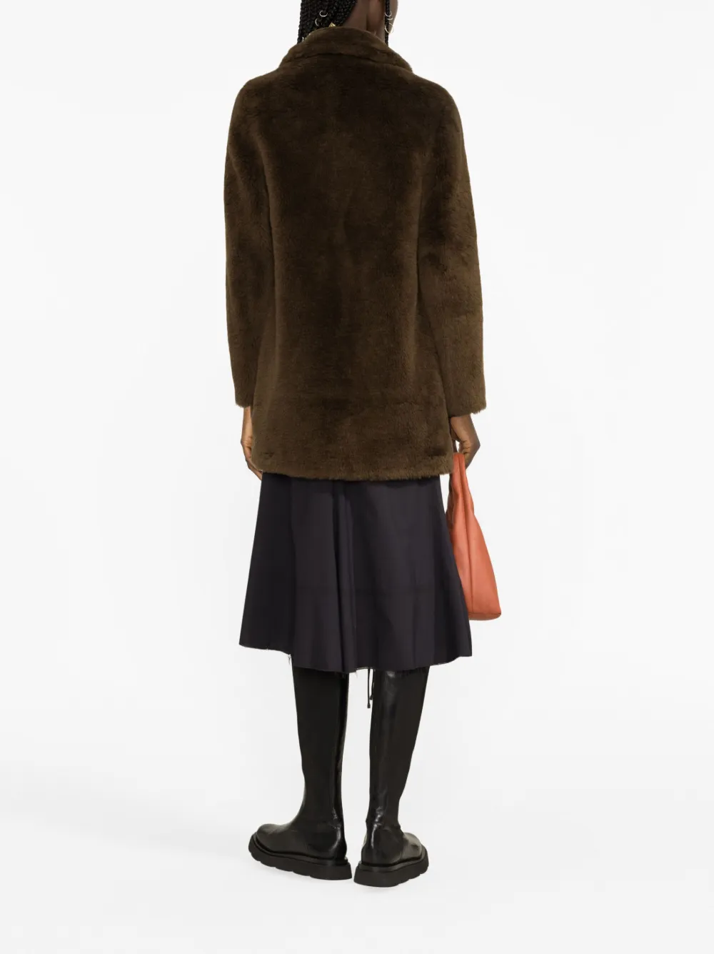 Yves Salomon Notched-collar Single-breasted Coat In Brown