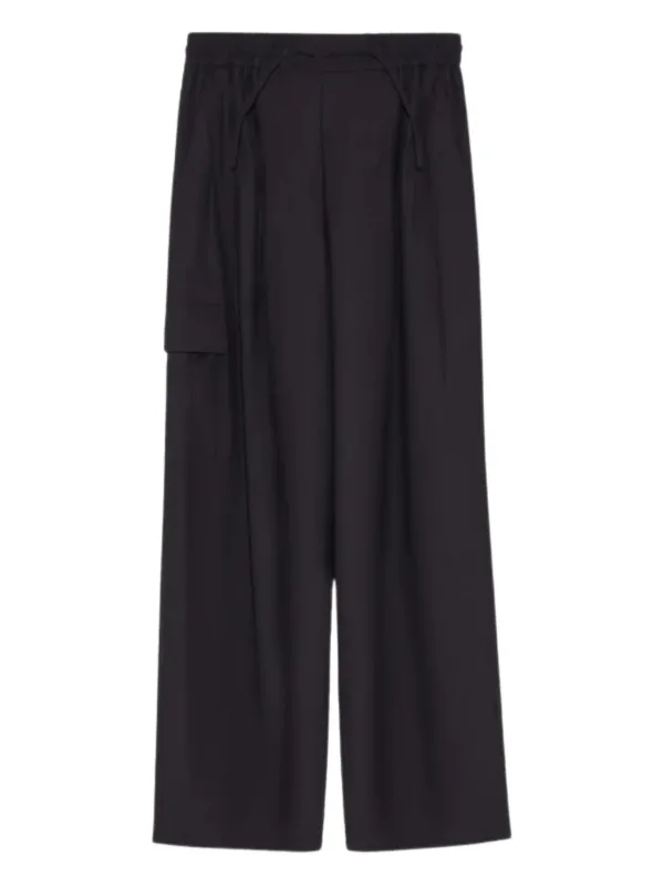 Yves Salomon Cargo Drawstring Trousers in Black