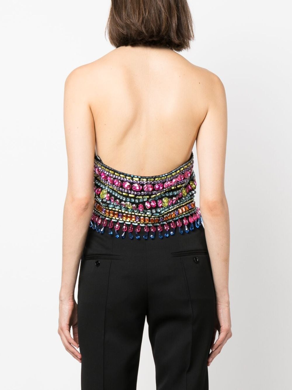 Shop Retroféte Crystal-embellished Halterneck Top In Black
