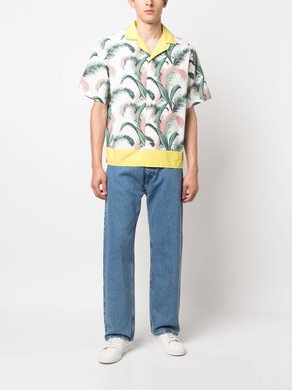 Maison Kitsuné botanical-print short-sleeve shirt - Wit