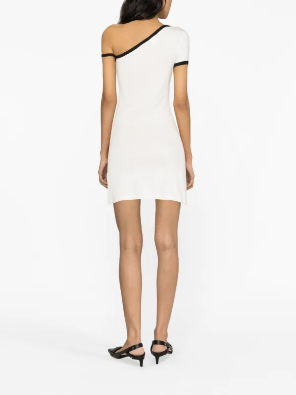 Courrèges logo-patch Asymmetric Cotton Minidress | White