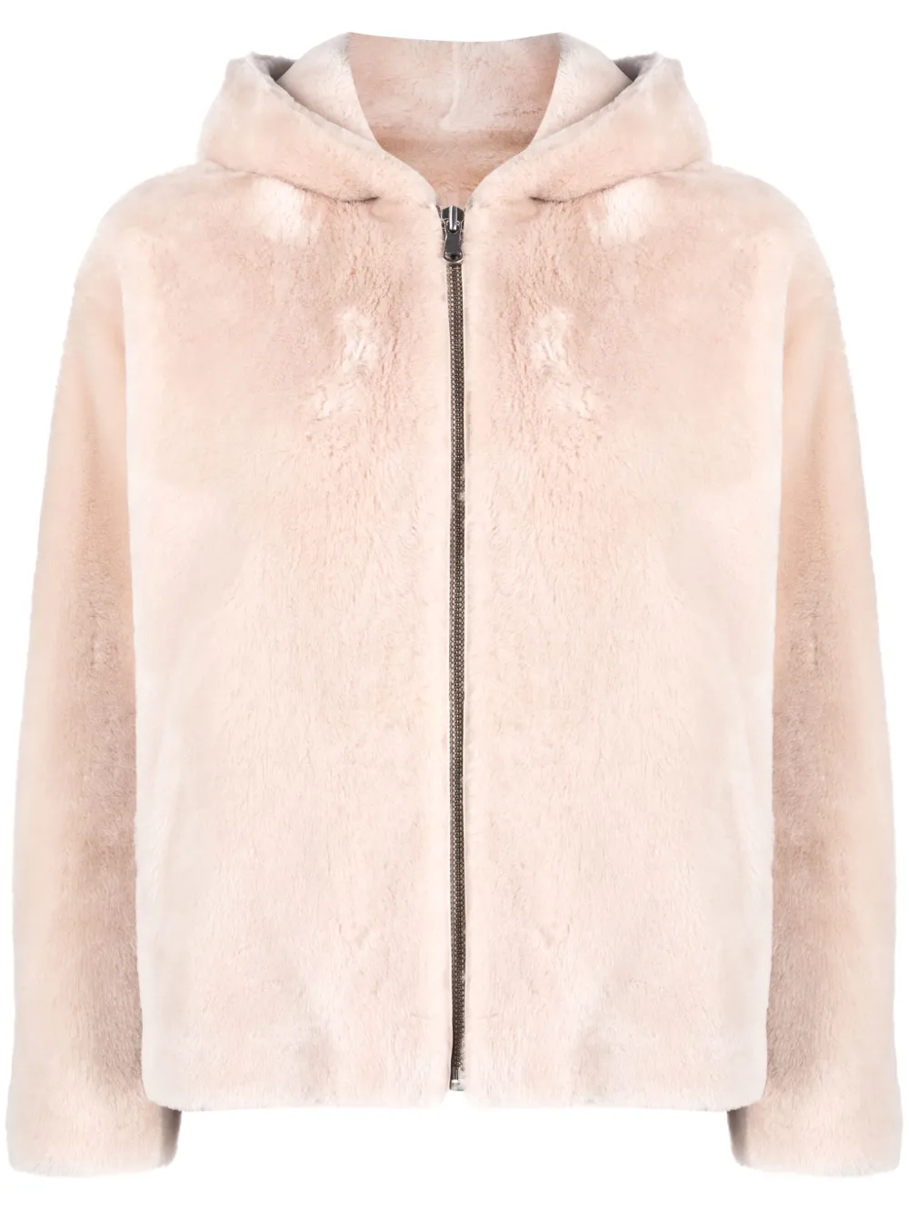 Yves Salomon Shearling Hooded Jacket In Neutrals