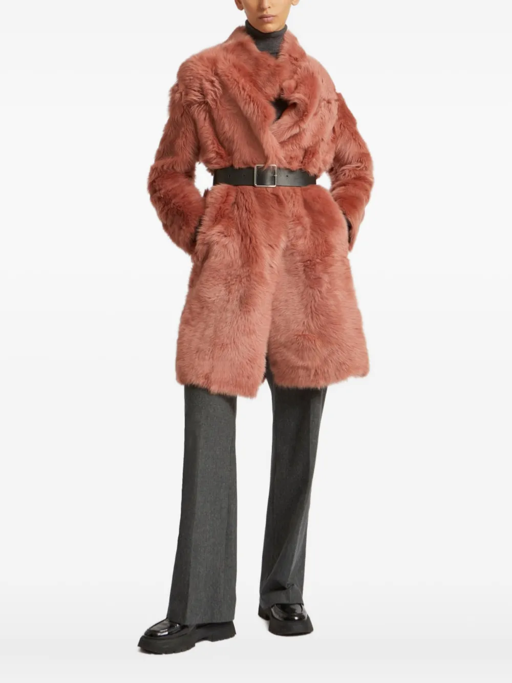 Yves Salomon lamb-fur coat - Pink