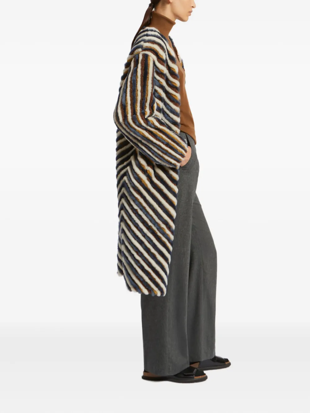 Yves Salomon striped coat | Single Breasted Coats | Image 2