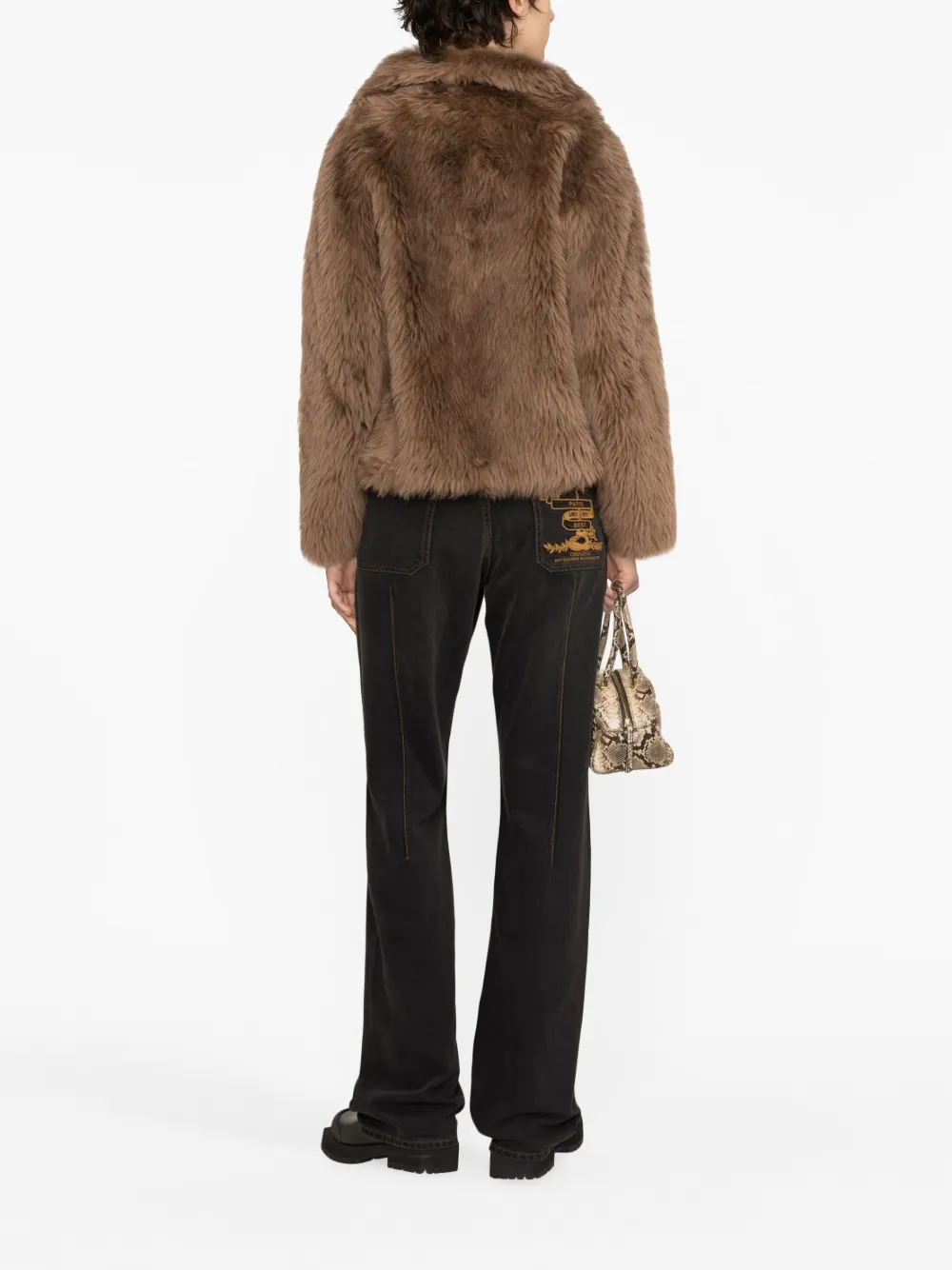 Yves Salomon Long-haired Button-down Jacket In Brown