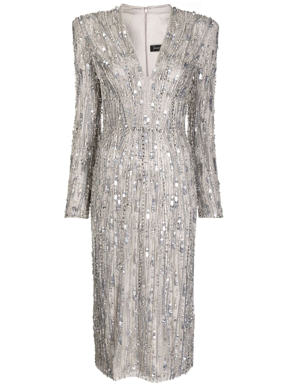 Jenny Packham Vivien crystal-embellished midi dress - Silver