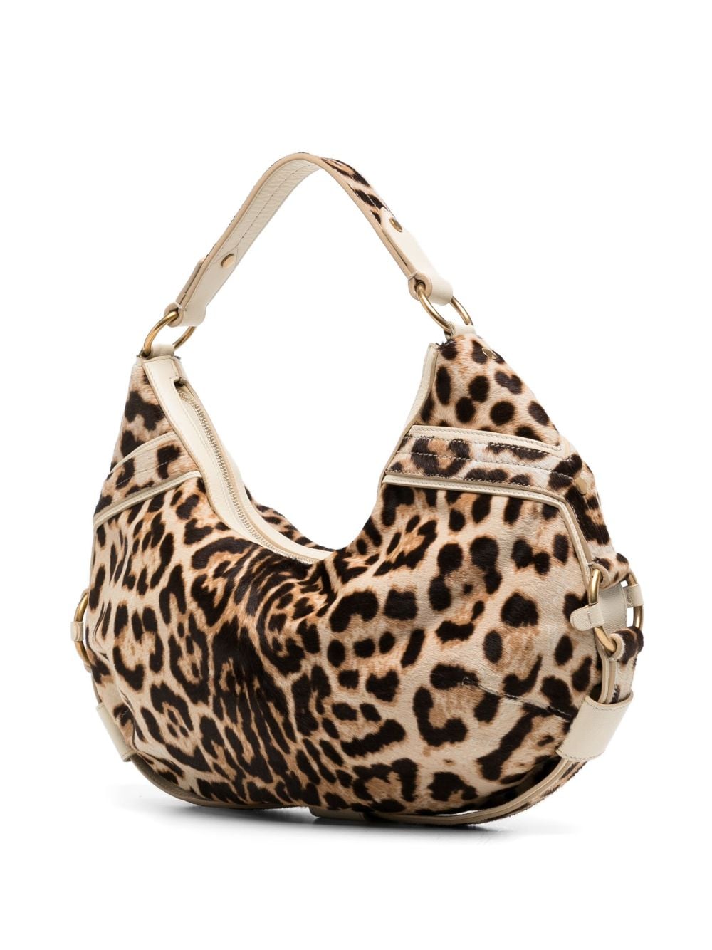 Pre-owned Saint Laurent Mombasa Cheetah-print Hobo Bag In Brown