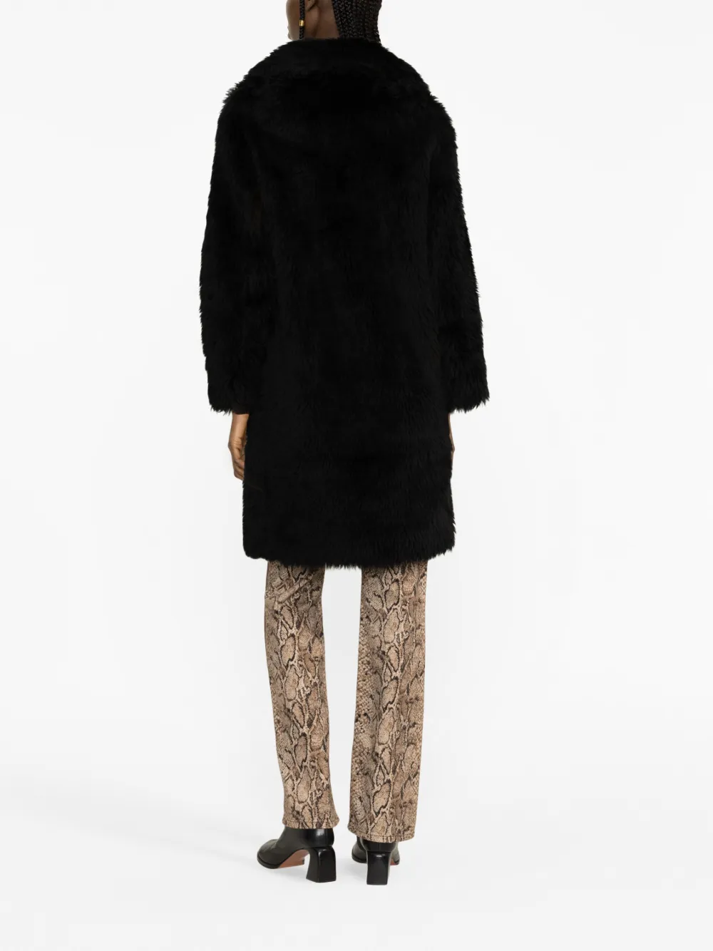 Yves Salomon Faux-fur Wool-blend Coat In Black