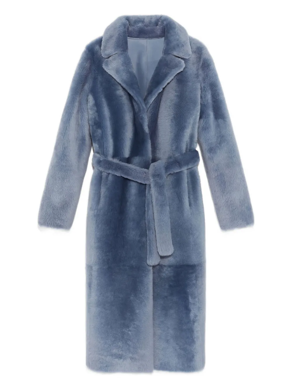 Yves Salomon belted shearling coat | Blue | Image 1