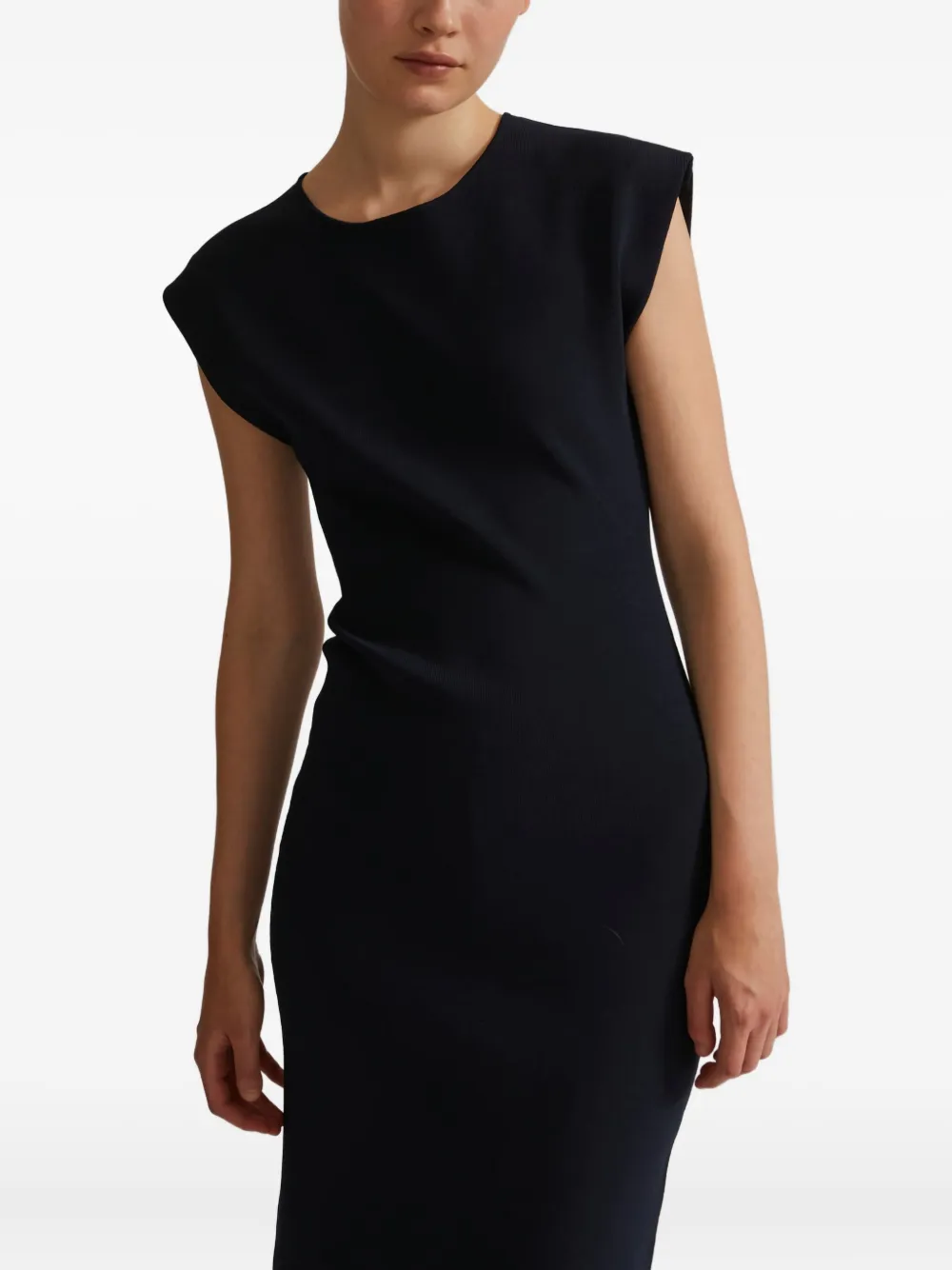 Yves Salomon Sleeveless Midi Dress In Blue