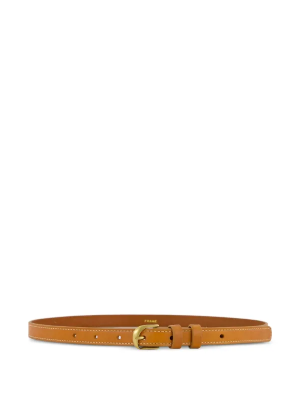 Frame Twist-buckle Leather Belt in Brown