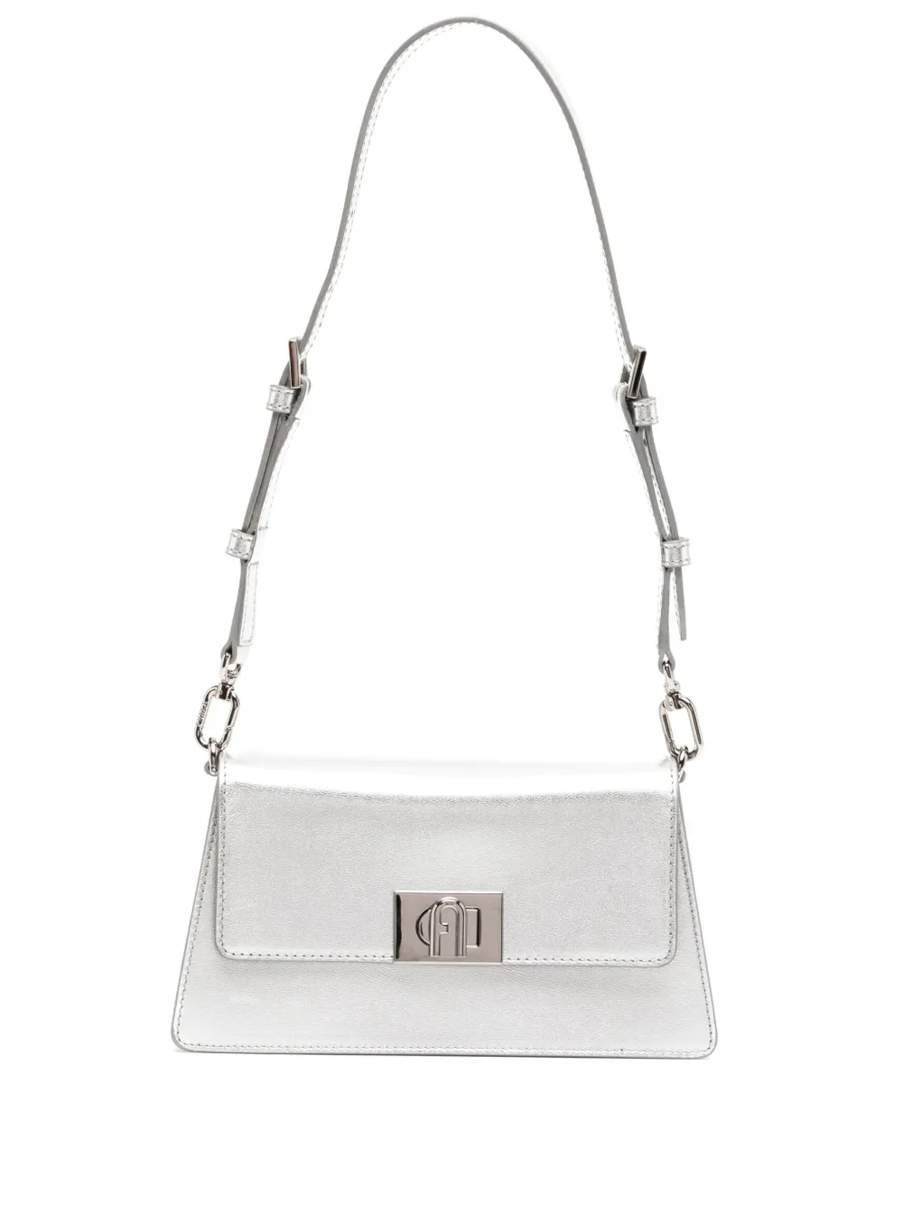 Furla metallic-finish leather shoulder bag - Silver