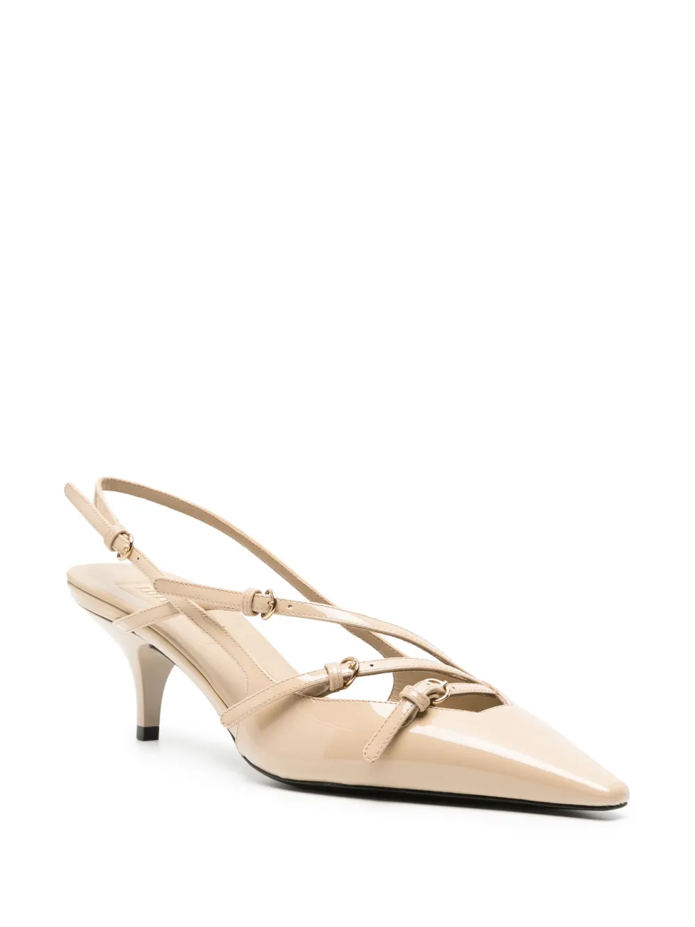 Miu Miu 55mm buckle-embellished slingback pumps - Beige