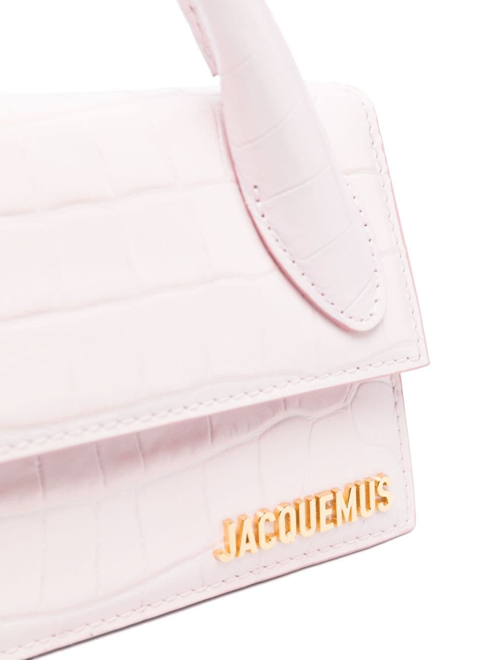 Shop Jacquemus Le Chiquito Long Crocodile-embossed Handbag In Pink