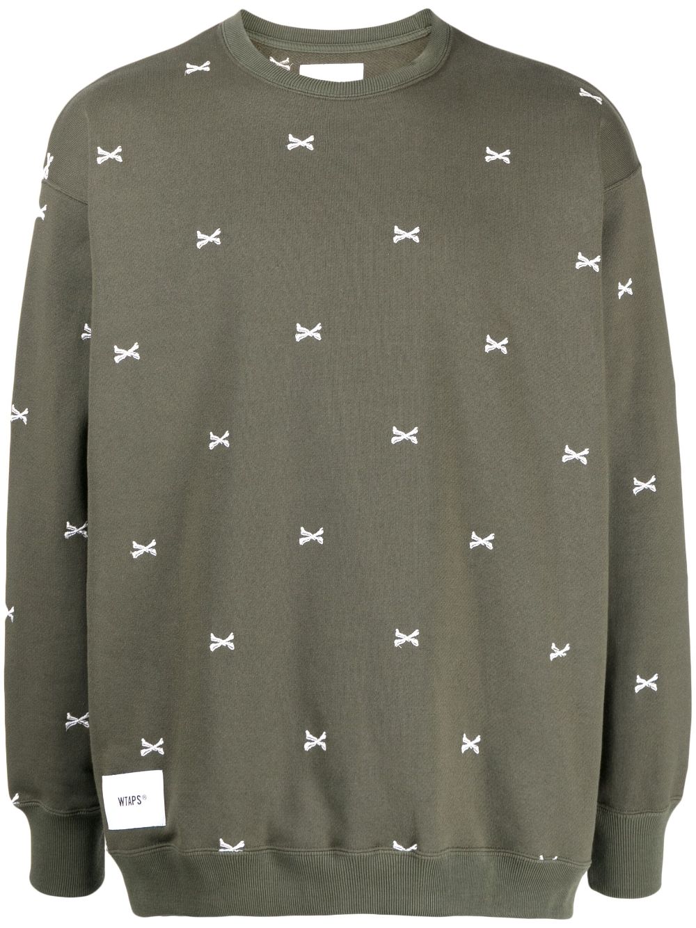 WTAPS crossbone-embroidered crew neck sweatshirt - Green