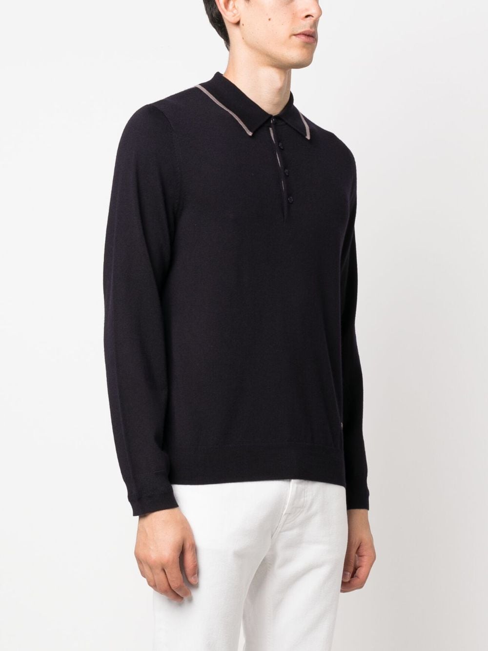 Shop Ps By Paul Smith Long-sleeve Merino-wool Polo Shirt In Blue