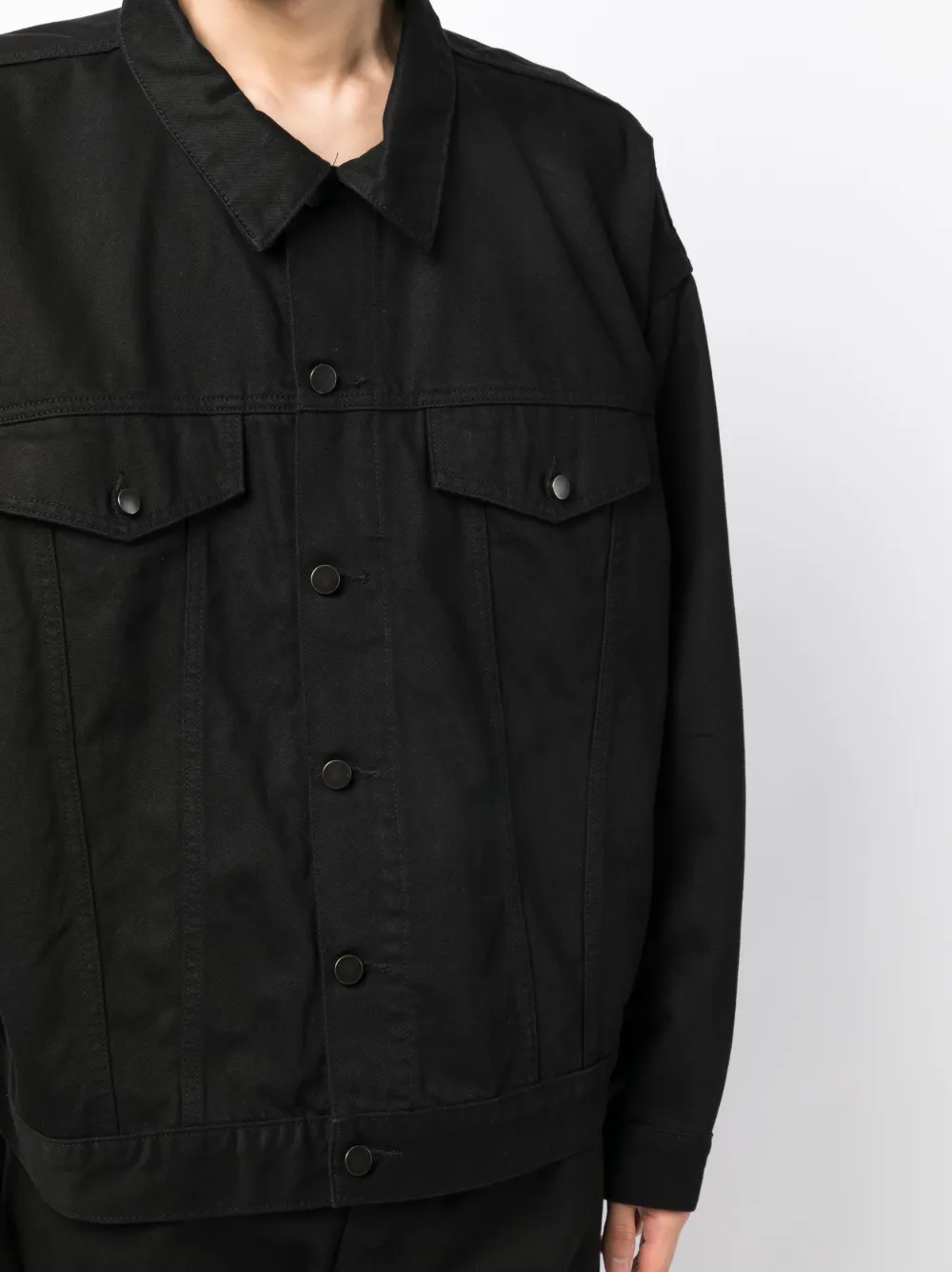 Shop Essentials Button-fastening Denim Jacket In Black