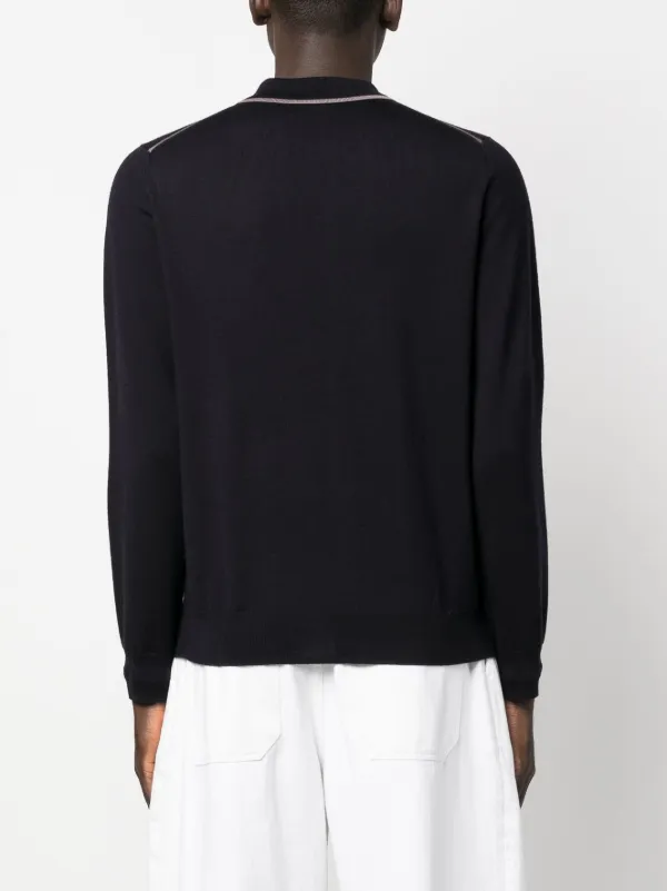 PS Paul Smith button-up merino-wool Polo Shirt Blue FARFETCH IN