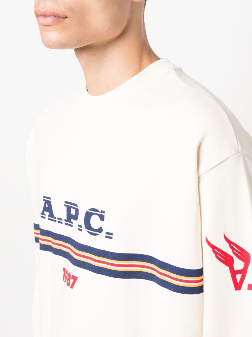 Shop Apc Adam Logo-print Cotton Sweatshirt In Neutrals
