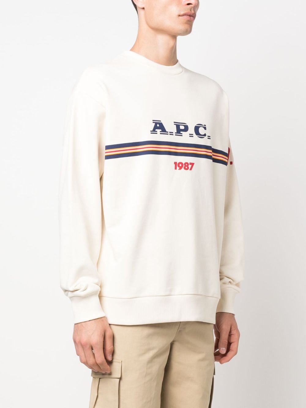 Shop Apc Adam Logo-print Cotton Sweatshirt In Neutrals