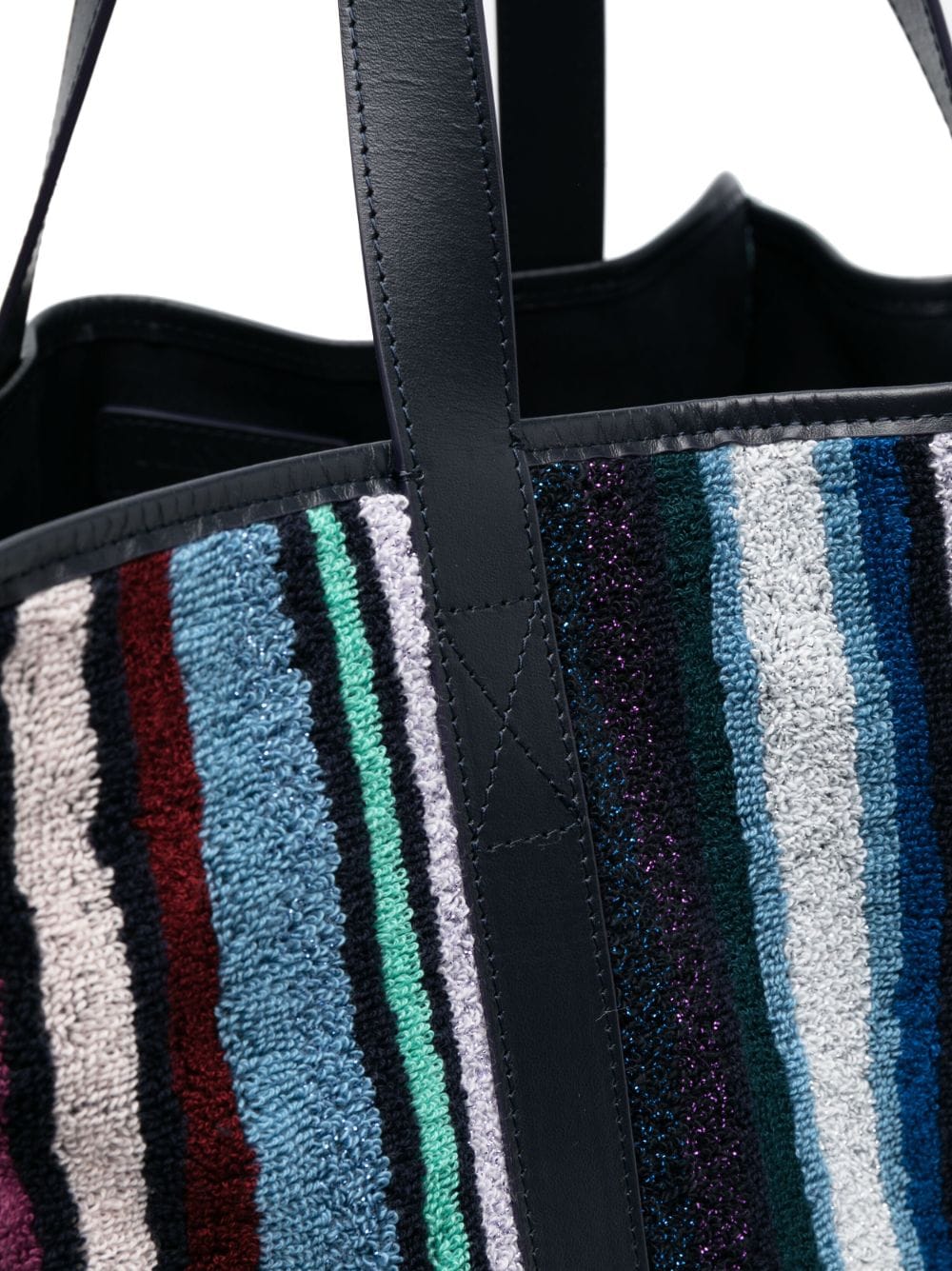 Shop Missoni Striped Terry-cloth Tote Bag In Blue