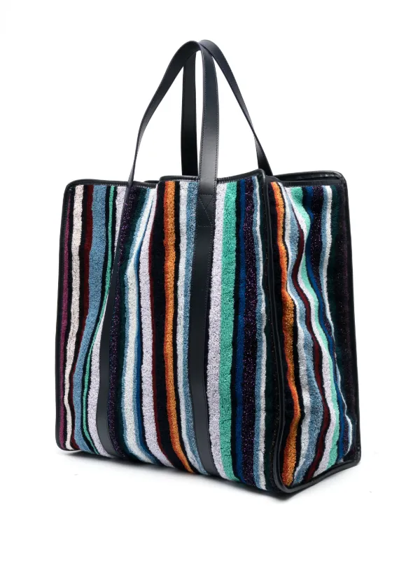 Missoni Striped terry-cloth Tote Bag Blue FARFETCH IN