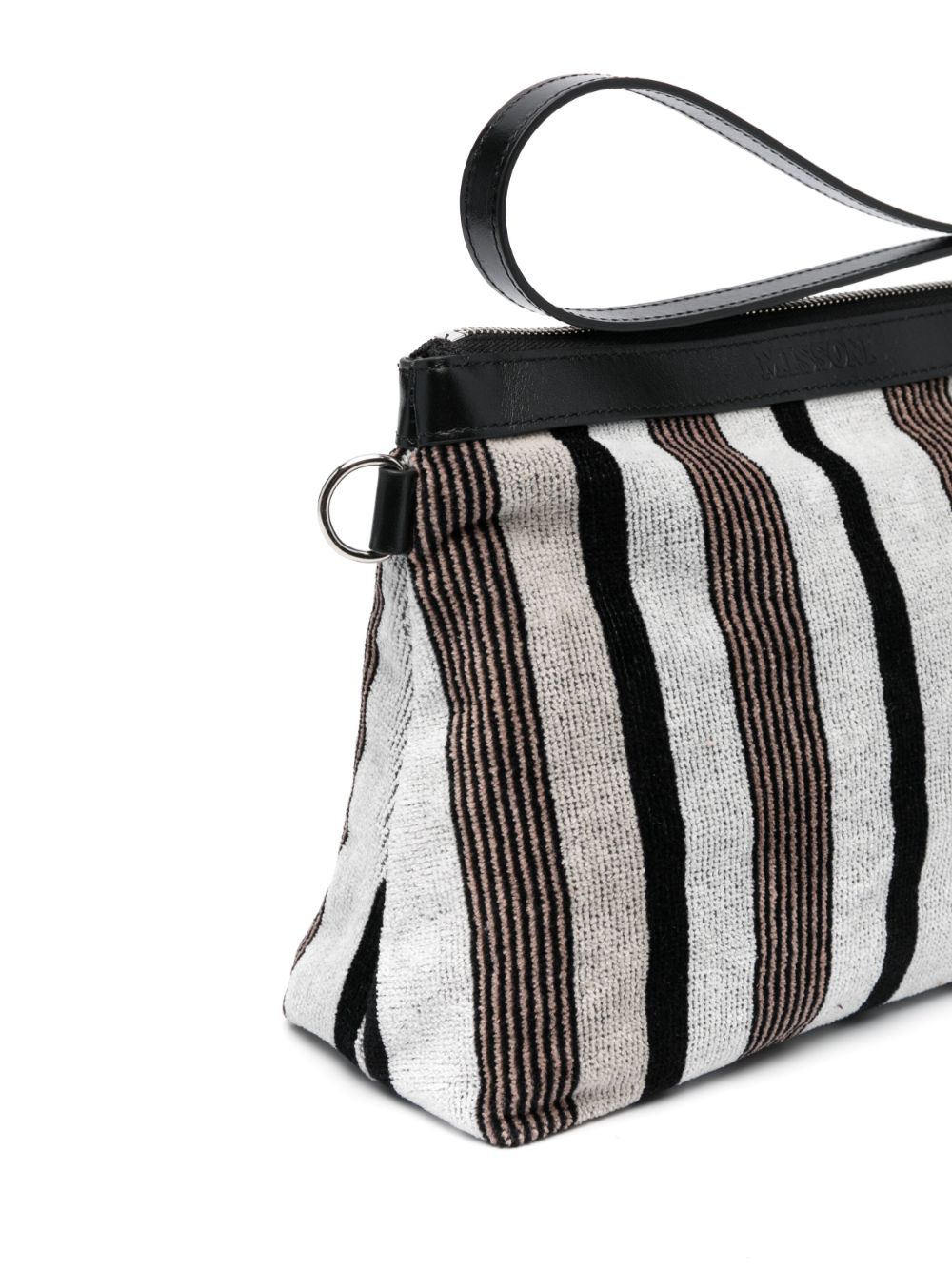 Shop Missoni Logo-debossed Striped Wash Bag In Grey