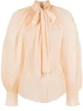 Atu Body Couture sheer silk pussy-bow blouse - Yellow