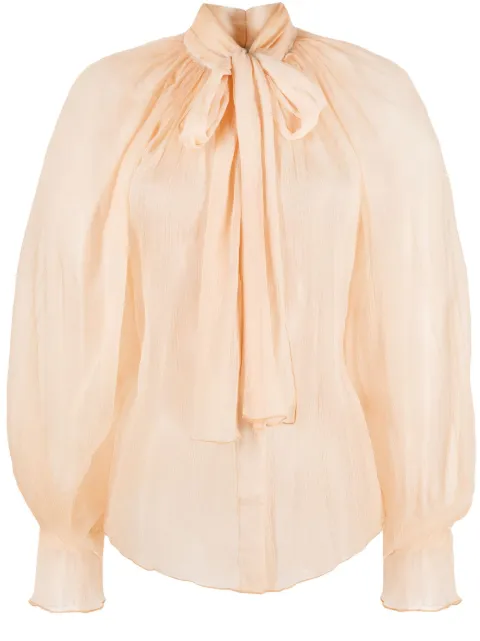 Atu Body Couture sheer silk pussy-bow blouse