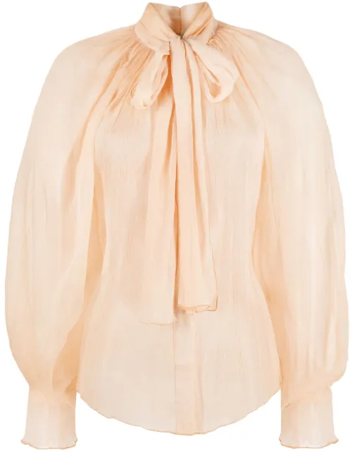 Blouse en soie transparente à col lavallière - Atu Body Couture - Modalova