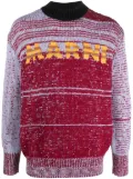 Marni intarsia-knit-logo virgin-wool sweater - Blue