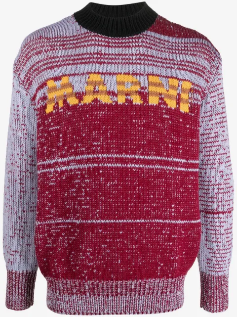 Marni suéter con logo en intarsia