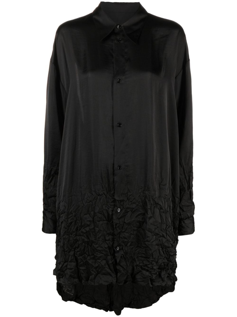 Mm6 Maison Margiela Long-sleeve Crouched Maxi Shirt In Black