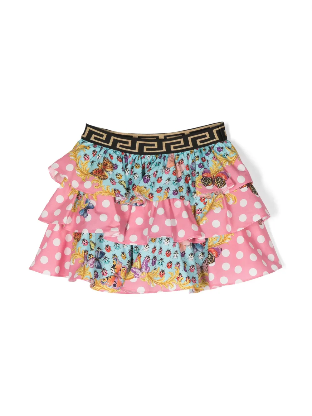 Versace Kids jupe Butterflies à volants - Rose Top Merken Winkel