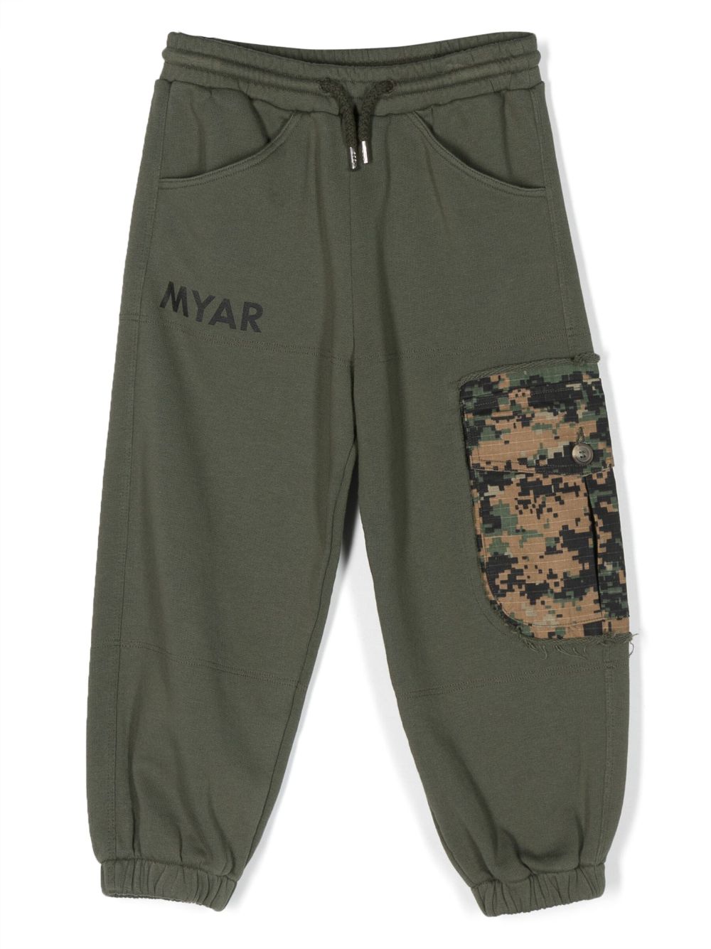 Myar Kids' Camouflage-pocket Cotton Track Pants In Green