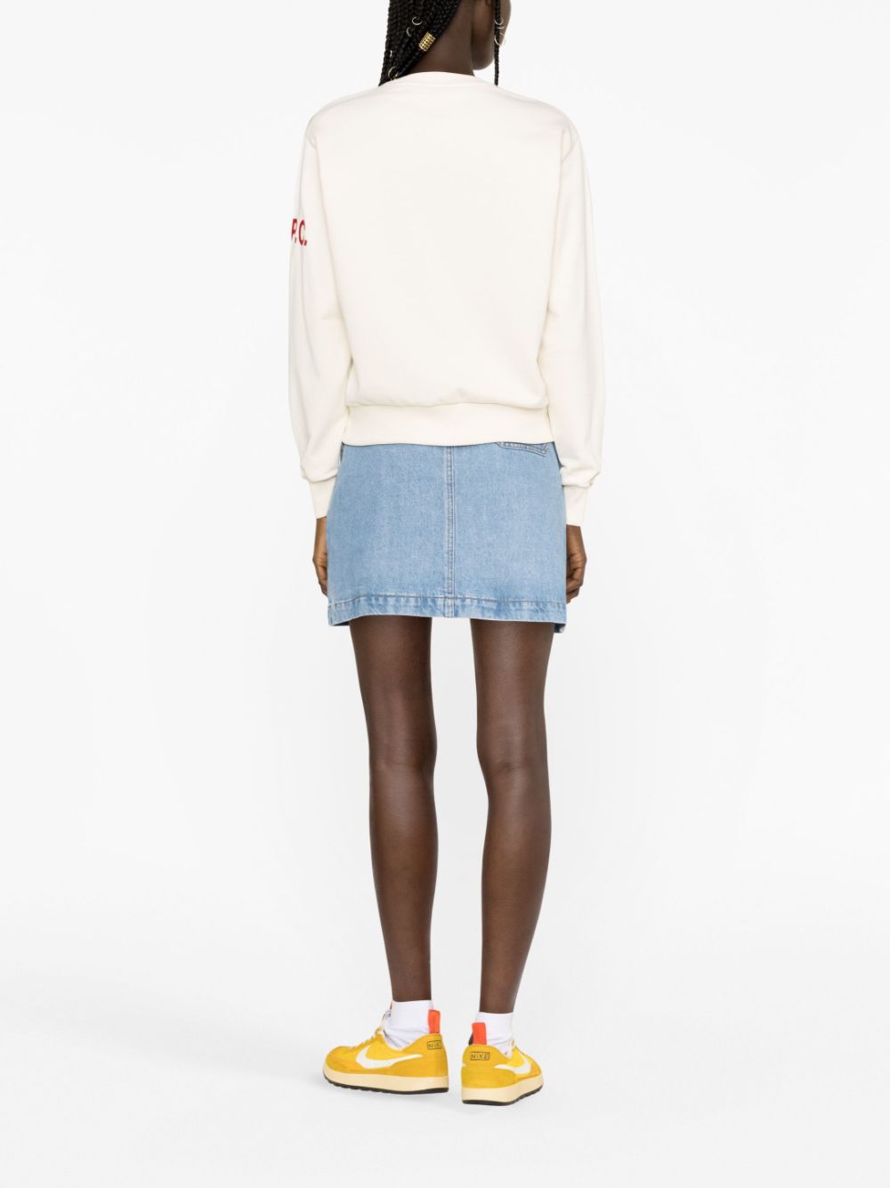 Shop Apc Logo-print Cotton Sweatshirt In White