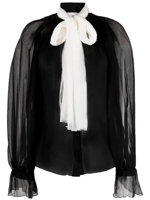 Atu Body Couture sheer silk pussy-bow blouse