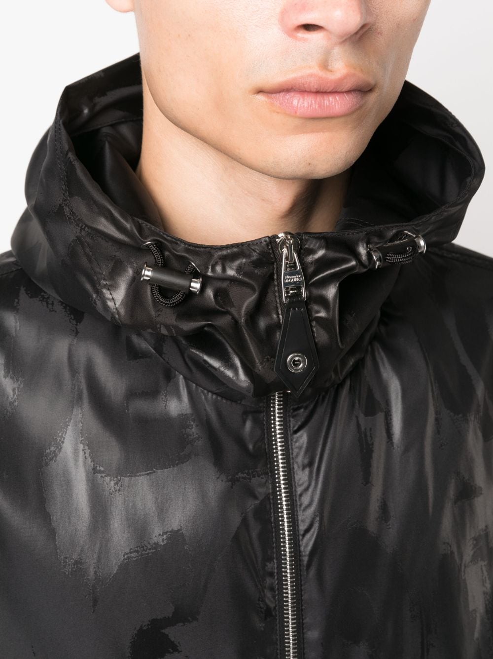 Shop Alexander Mcqueen Graffiti Print Hooded Jacket In Black